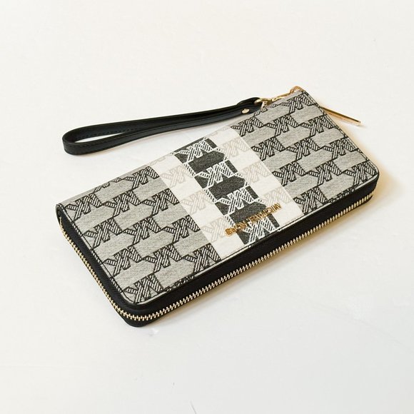 Michael Kors Jet Set Travel Continental Wallet Jacquard MK Black Multi - Picture 3 of 12